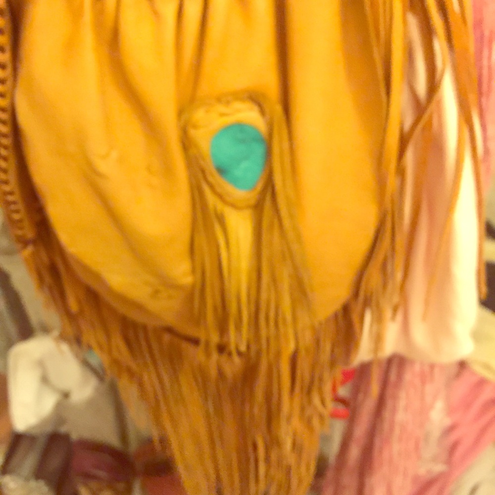Turquoise and leather satchel/ bag